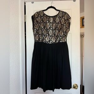 Vintage 1950s Elegant Black and Gold Lace and Rayon Cocktail Dress